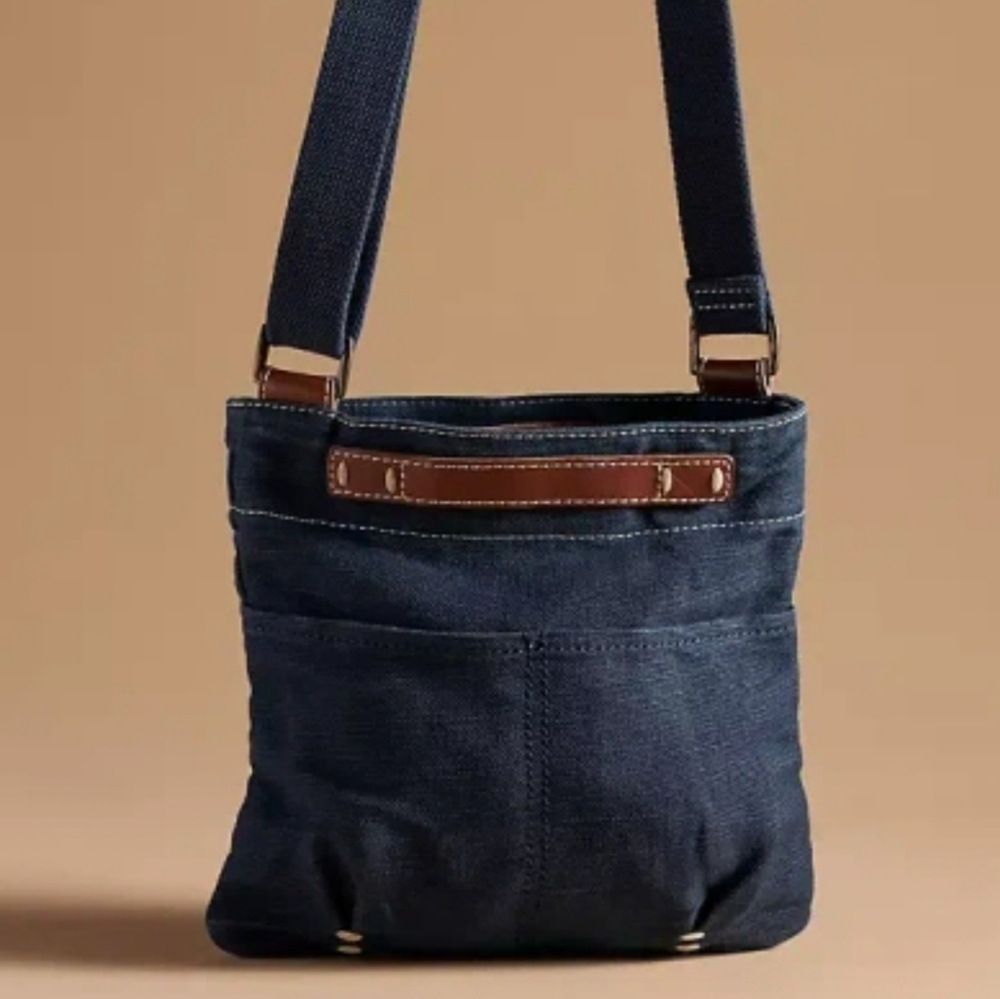 49 Square Miles washed Navy Canvas Crossbody Bucket Bag